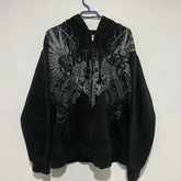 Threebooy 2000s Street New Fashion Oversized Skull Print Sweater Hoodie Men Harajuku Vintage Hip Hop Popular Casual Sports Hooded Sweater